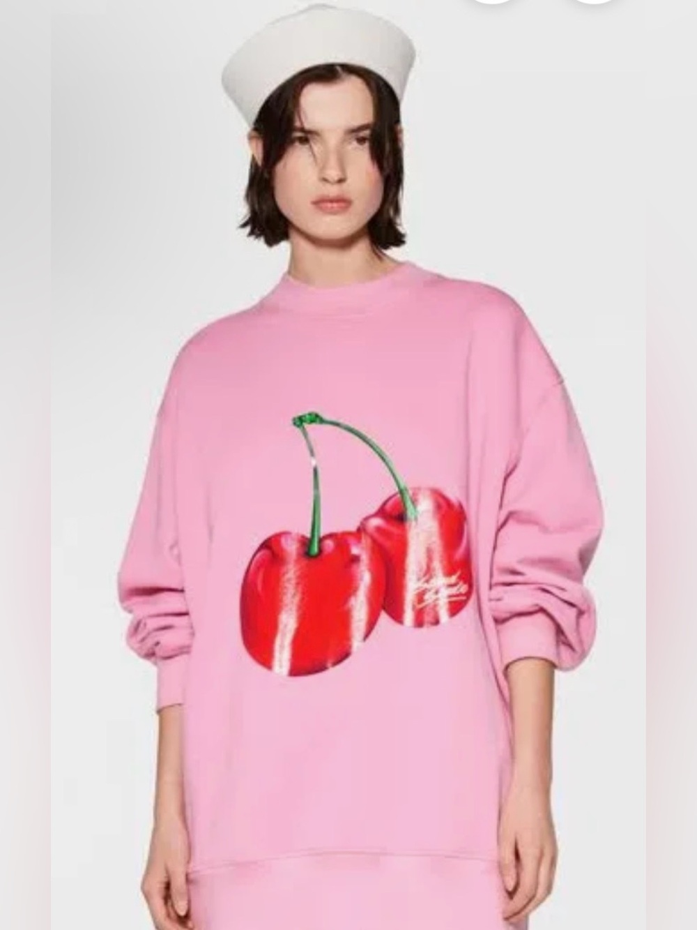 Stand Studio Arianna Cherry Graphic Oversized Sweatshirt Pink Organic Cotton